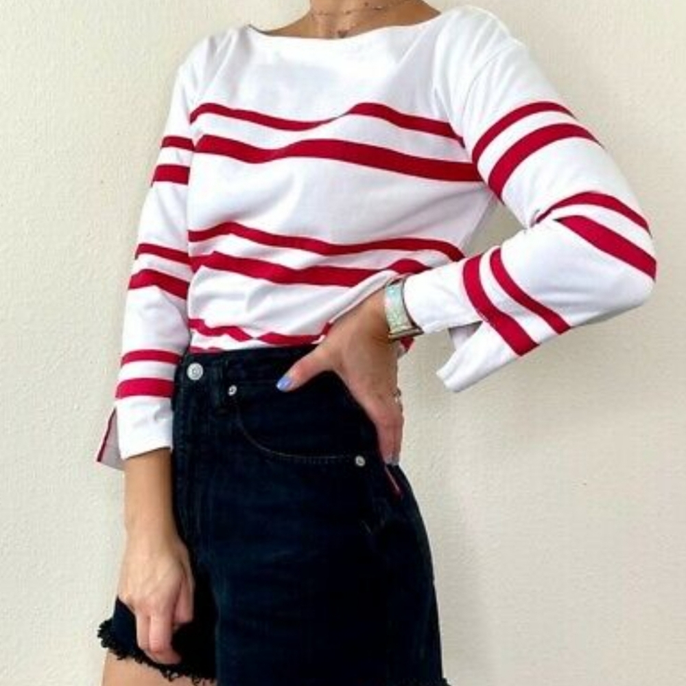 TORY BURCH "Kendall" Carnival Striped Top Sz M